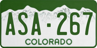 CO license plate ASA267
