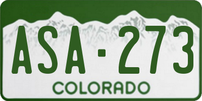 CO license plate ASA273