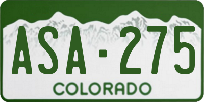 CO license plate ASA275