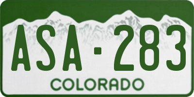 CO license plate ASA283