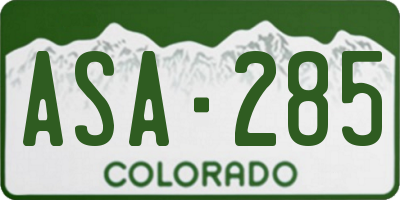 CO license plate ASA285