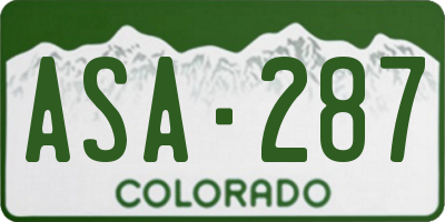 CO license plate ASA287