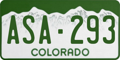 CO license plate ASA293