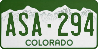 CO license plate ASA294