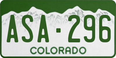 CO license plate ASA296
