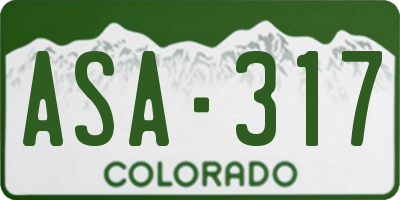 CO license plate ASA317