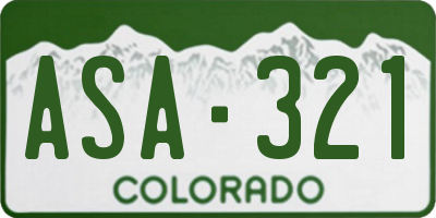 CO license plate ASA321