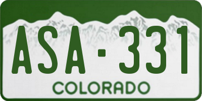 CO license plate ASA331