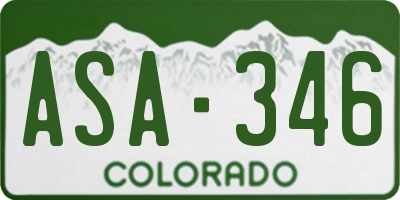 CO license plate ASA346