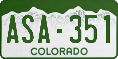 CO license plate ASA351