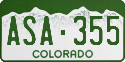 CO license plate ASA355