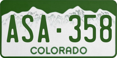 CO license plate ASA358