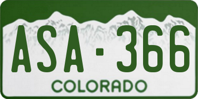 CO license plate ASA366