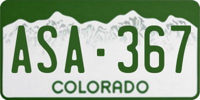 CO license plate ASA367