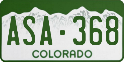 CO license plate ASA368
