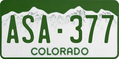 CO license plate ASA377