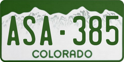CO license plate ASA385