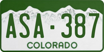 CO license plate ASA387
