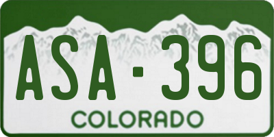 CO license plate ASA396