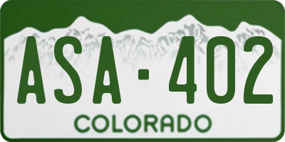 CO license plate ASA402