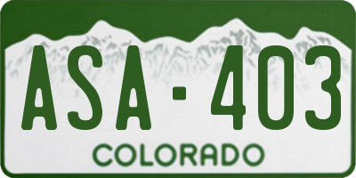 CO license plate ASA403