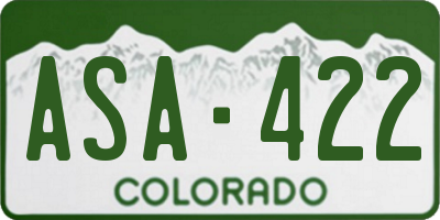 CO license plate ASA422