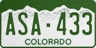 CO license plate ASA433