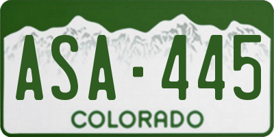 CO license plate ASA445