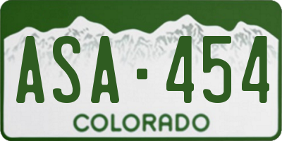 CO license plate ASA454