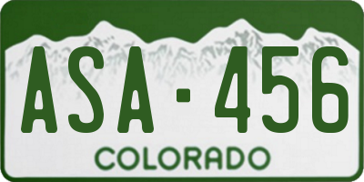 CO license plate ASA456