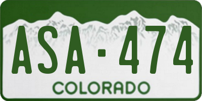 CO license plate ASA474
