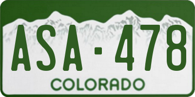 CO license plate ASA478