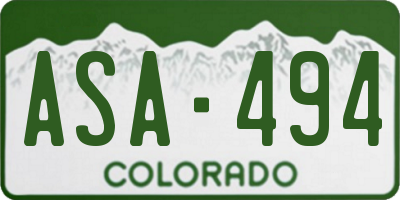 CO license plate ASA494