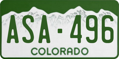 CO license plate ASA496