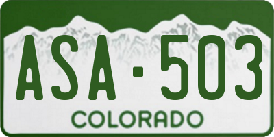 CO license plate ASA503