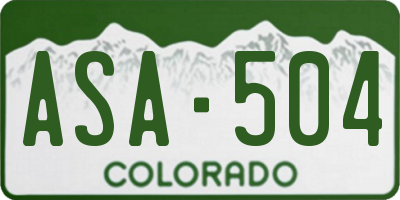 CO license plate ASA504