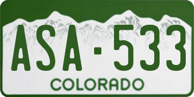 CO license plate ASA533