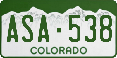 CO license plate ASA538