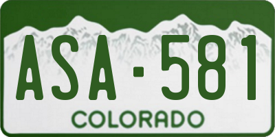 CO license plate ASA581