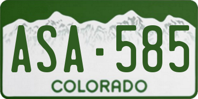 CO license plate ASA585