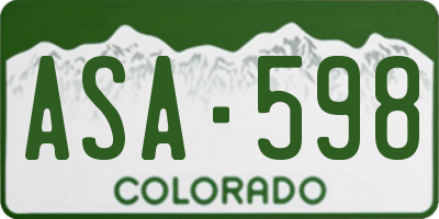 CO license plate ASA598