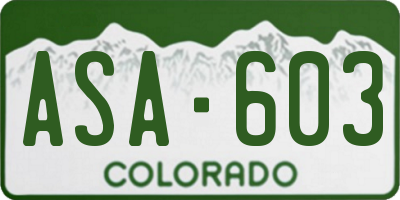CO license plate ASA603