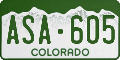 CO license plate ASA605