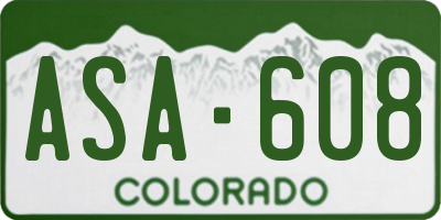 CO license plate ASA608
