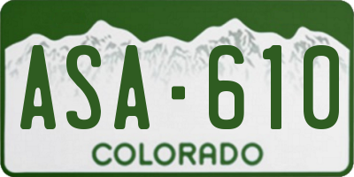 CO license plate ASA610