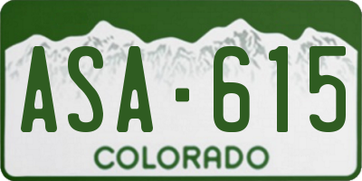 CO license plate ASA615