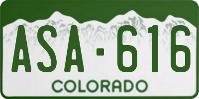 CO license plate ASA616