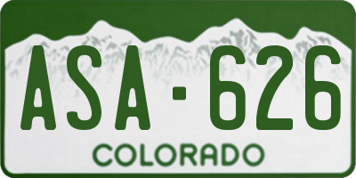 CO license plate ASA626