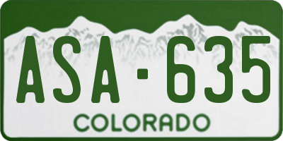 CO license plate ASA635