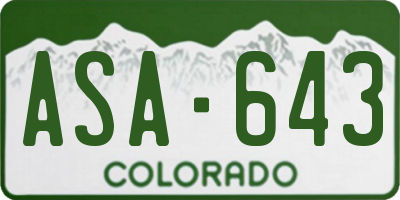 CO license plate ASA643